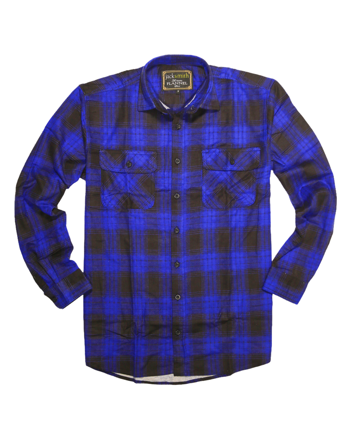 Men's Cotton Long-Sleeve Flannelette Shirt – Royal Blue, L – product photo 6