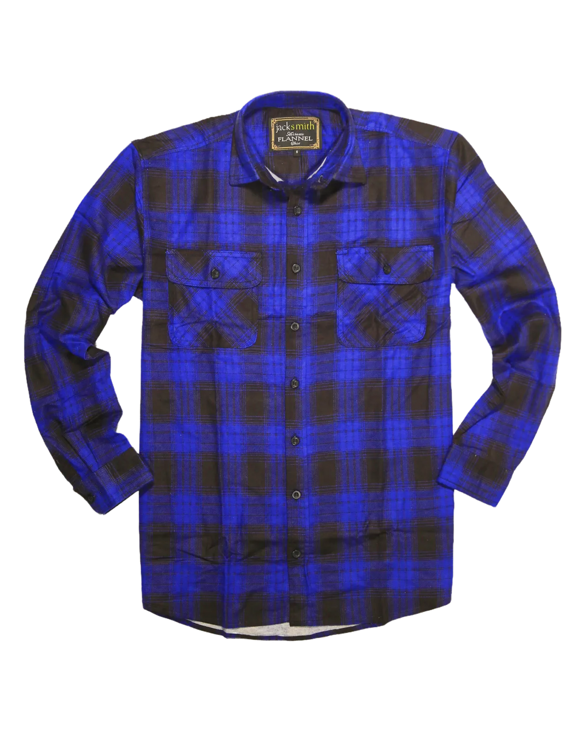 Men's Cotton Long-Sleeve Flannelette Shirt – Royal Blue, L – product photo 12
