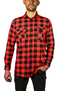 Men's Cotton Long-Sleeve Flannelette Shirt – Red/Black, S