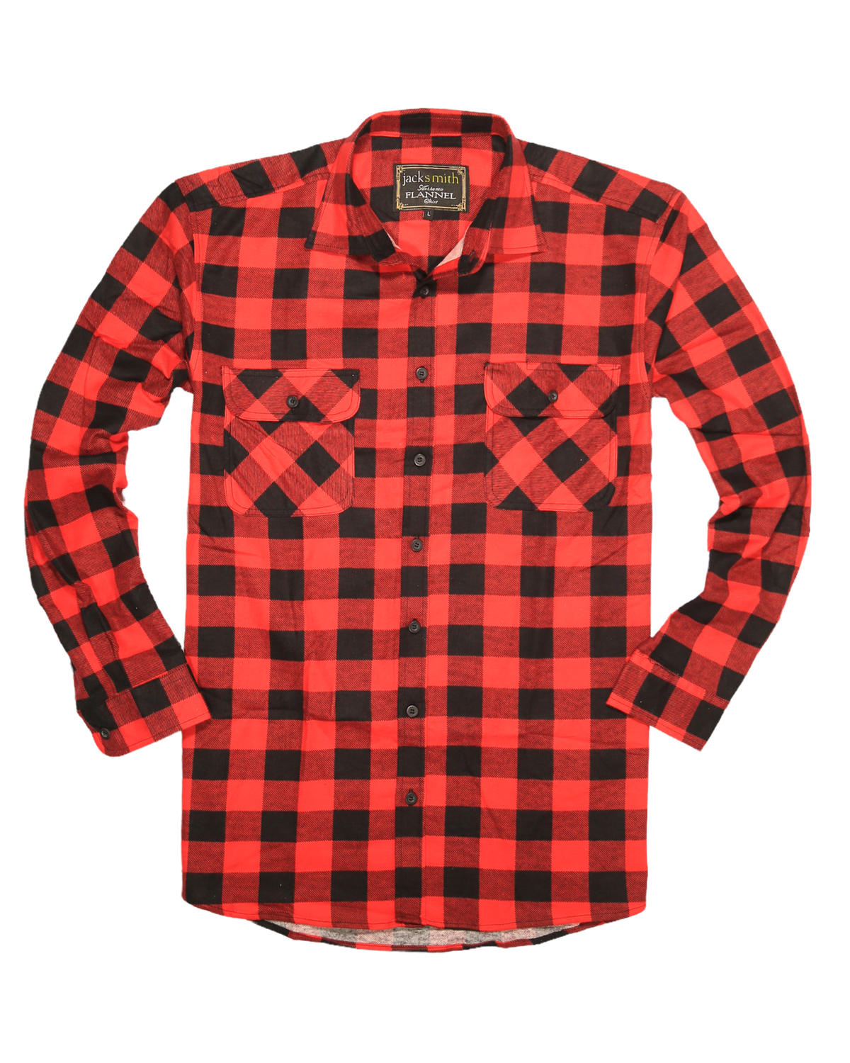 Men's Cotton Long-Sleeve Flannelette Shirt – Red/Black, S – product photo 6