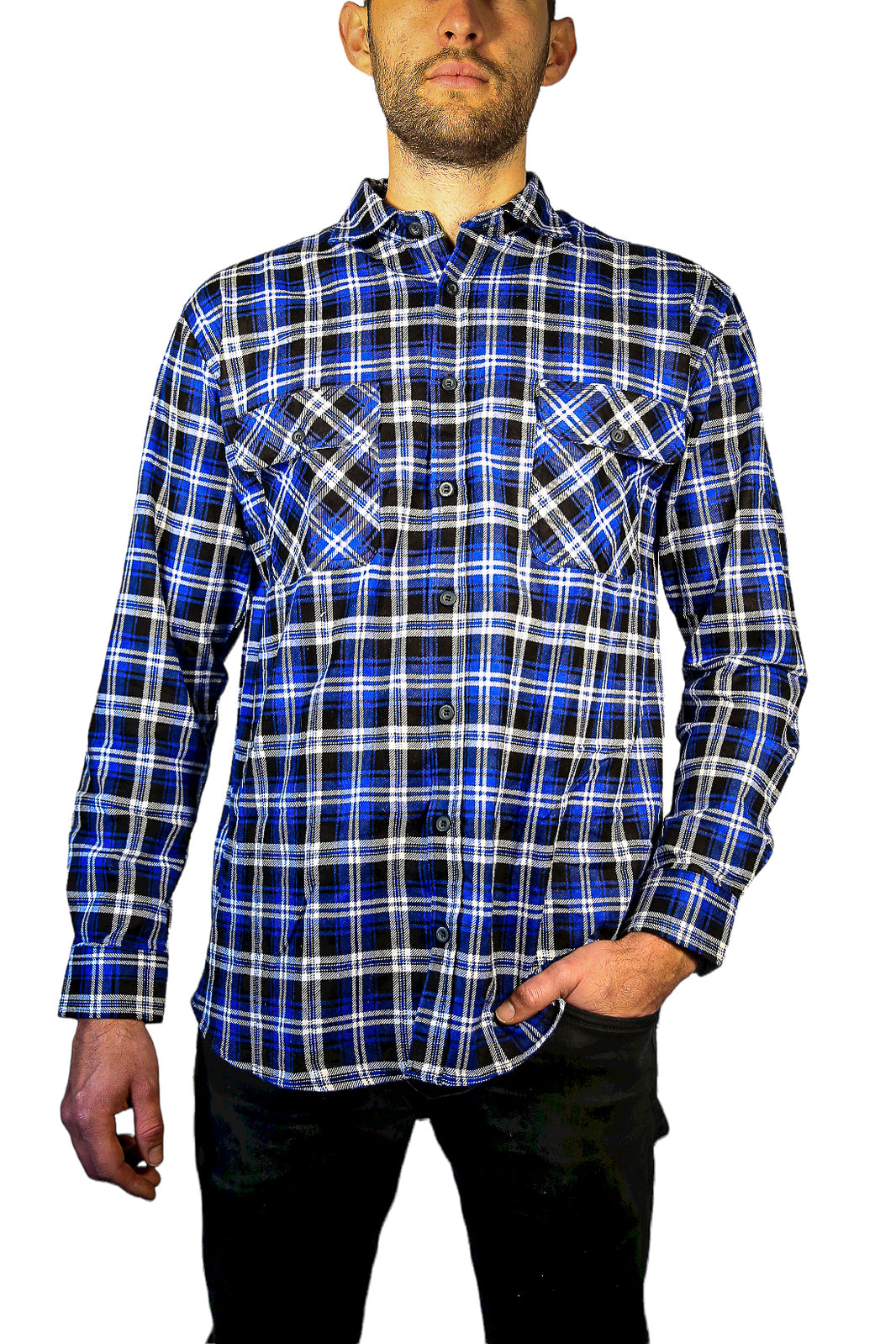 Men's Cotton Long-Sleeve Flannelette Shirt – Denim, 9XL — image 2