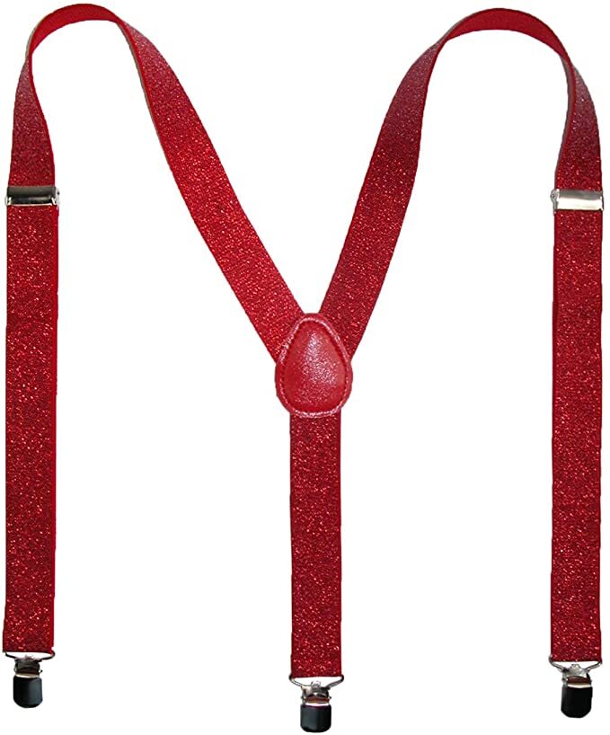 Glitter Clip-On Suspenders – Red (Glitter) – product photo 2