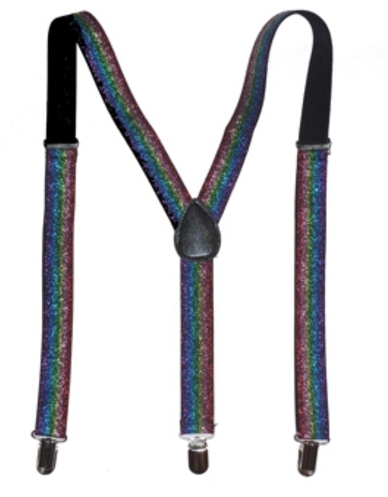 Glitter Clip-On Suspenders – Rainbow (Glitter)