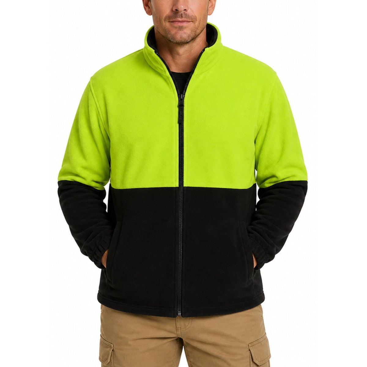 Unisex Hi-Vis Full-Zip Polar Fleece Jacket – Yellow, M — image 2