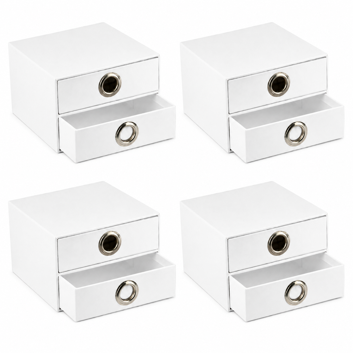 4x Italplast EAZI FOLD 2 Drawer Storage Tidy Compartment Office Foldable Recyclable in White — product photo 2