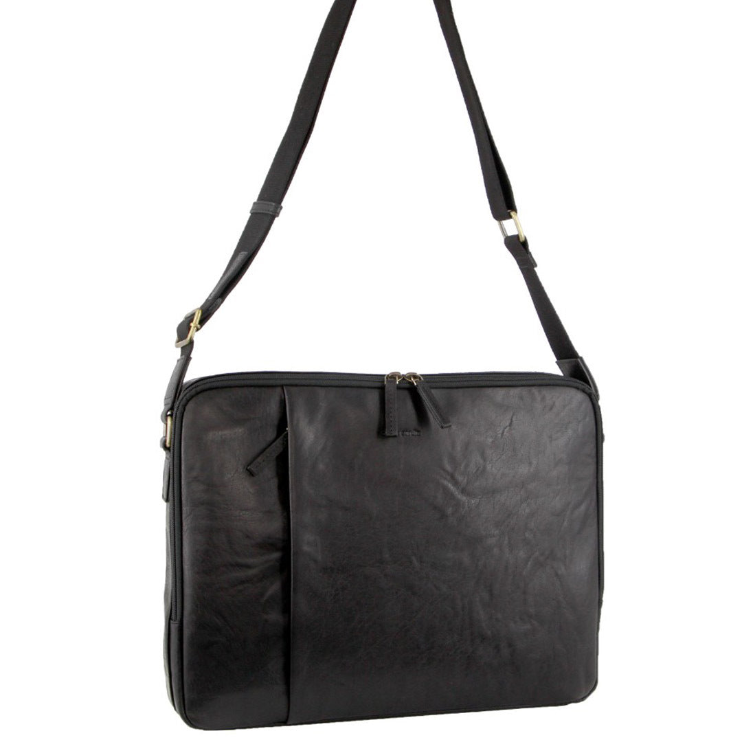 Pierre Cardin 15-inch Leather Laptop Bag – Black – product photo 2