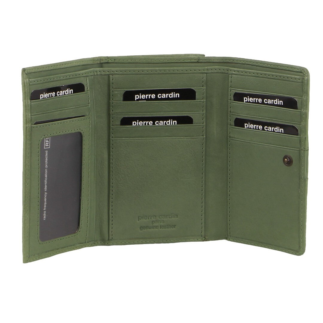 Pierre Cardin Women's Woven Leather Trifold Wallet – Leaf Green – image 2 of 3