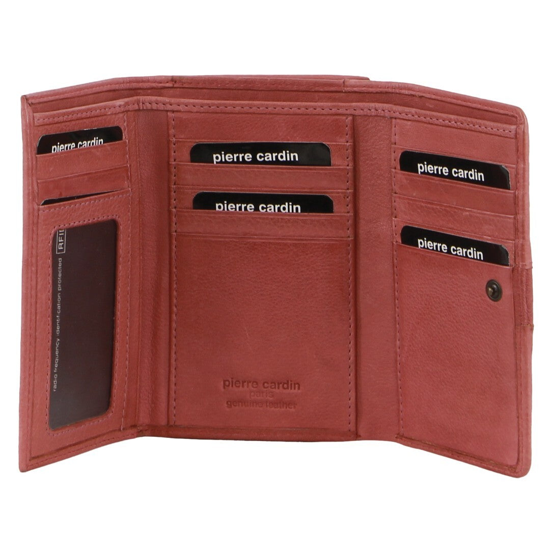 Pierre Cardin Women's Woven Leather Trifold Wallet – Marsala – image 2 of 3