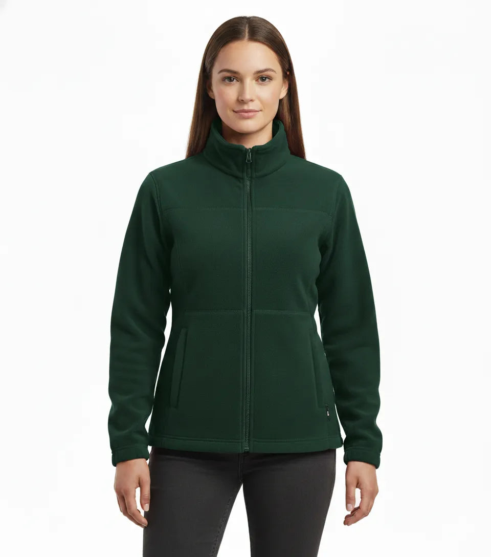 Womens Polar Fleece Full Zip Jumper Jacket Winter Warm in Bottle Green — product image 1