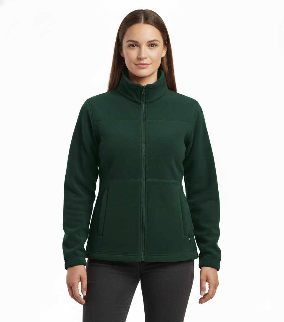 Womens Polar Fleece Full Zip Jumper Jacket Winter Warm in Bottle Green — product image 2