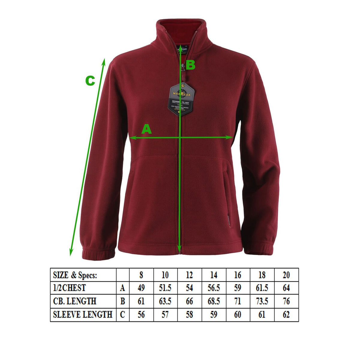 Womens Polar Fleece Full Zip Jumper Jacket Winter Warm in Burgundy — product image 3