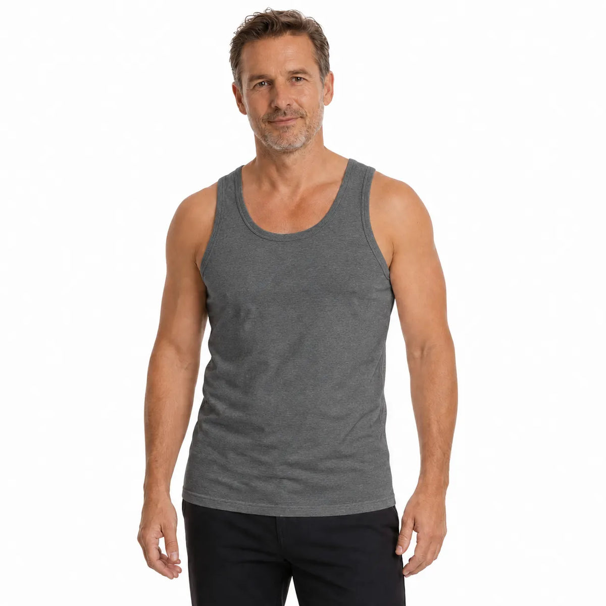 Men's 100% Cotton Slim-Fit Tank Top – Grey, S – image 2