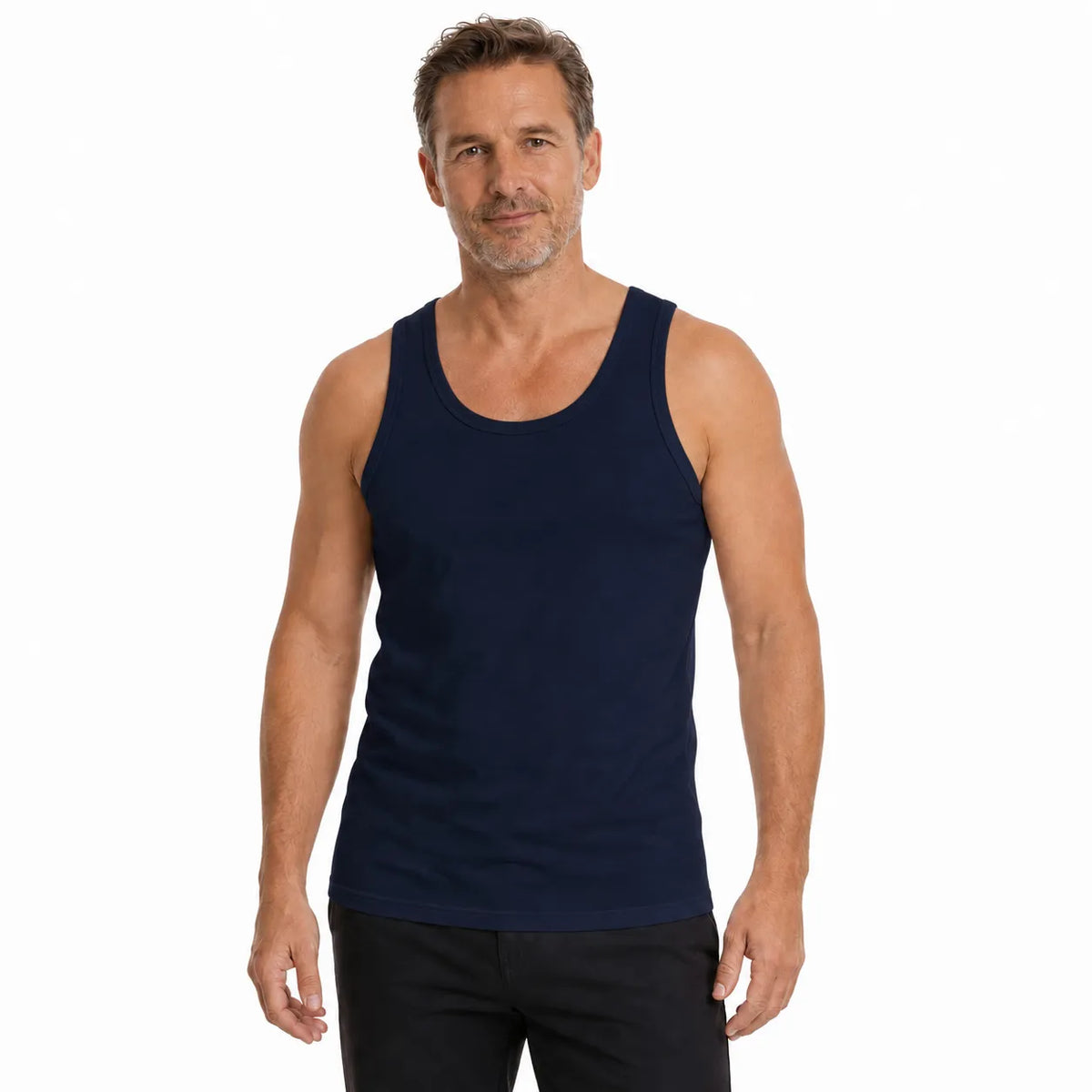 Men's 100% Cotton Slim-Fit Tank Top – Navy Blue, XXL – image 2