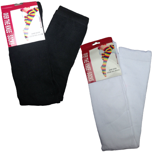 Women's Thigh-High Socks – Black & White, 2 Pairs – product photo 2