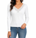 Women's Cotton Long-Sleeve Thermal Spencer Top – White, 16–18 – image 1