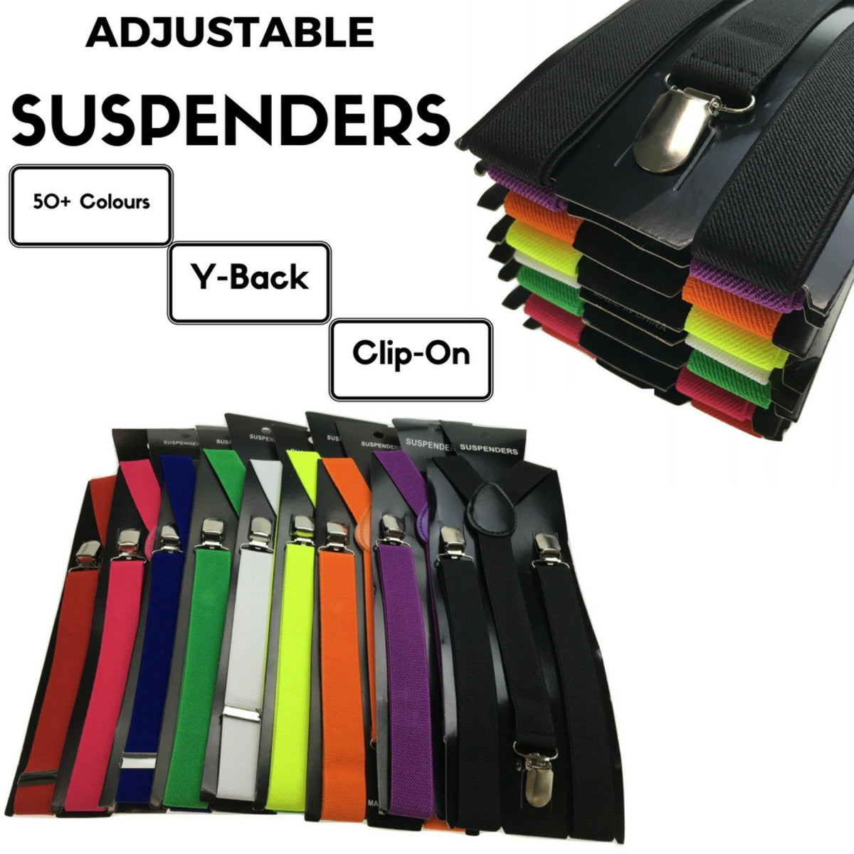 Men's Adjustable Clip-On Suspenders – Green (Glitter) – product photo 3