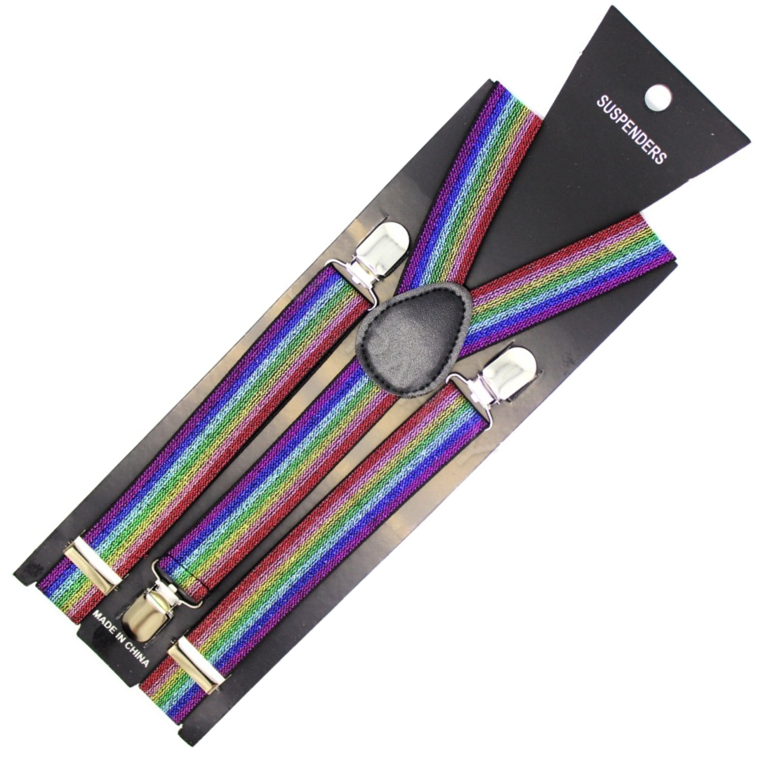 Men's Adjustable Clip-On Suspenders – Rainbow (Glitter) – product photo 2
