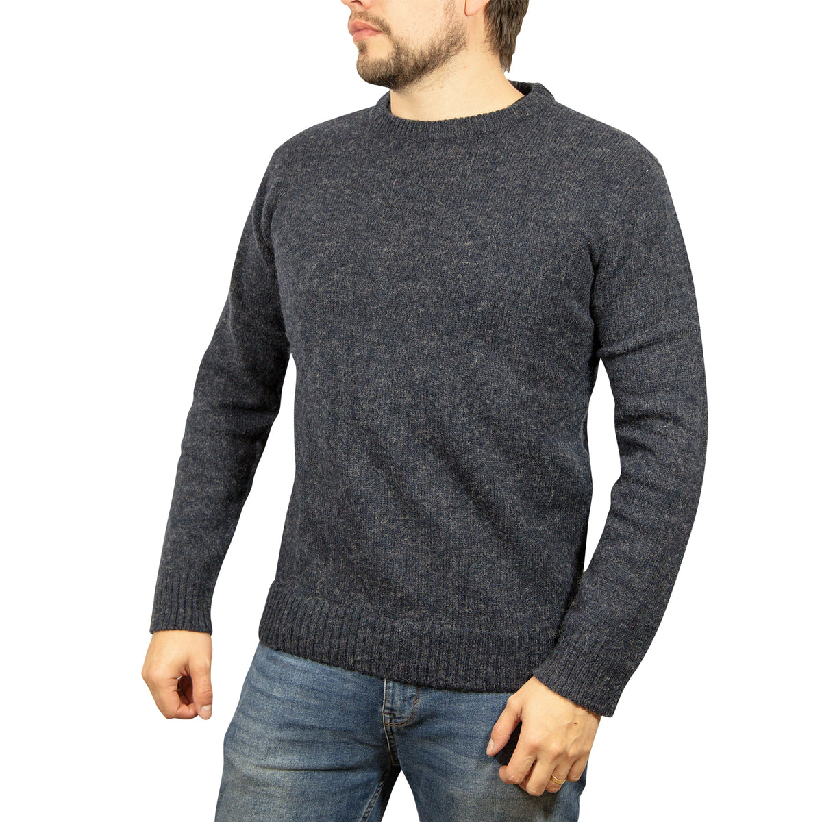 Men's Shetland Wool Crew-Neck Sweater – Navy, 4XL – image 1 of 7