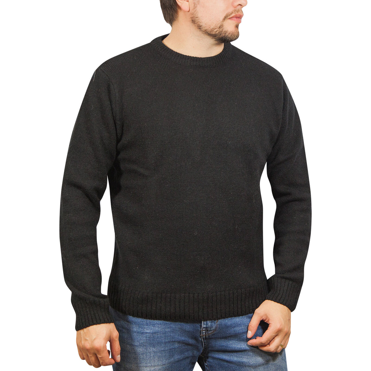 Men's Shetland Wool Crew-Neck Sweater – Black, 3XL – image 1 of 7