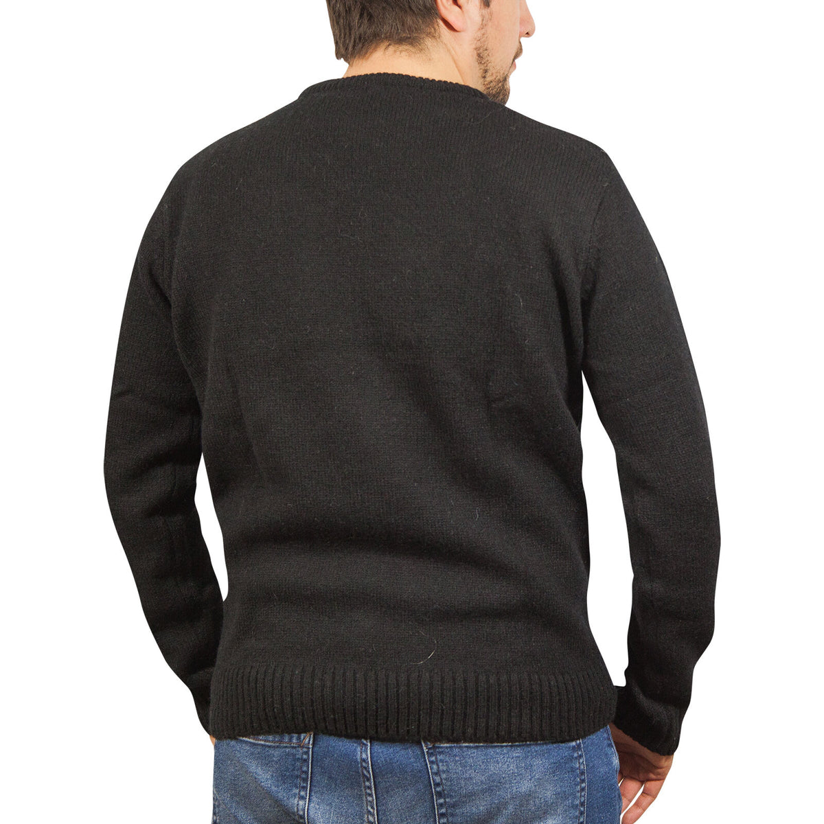 Men's Shetland Wool Crew-Neck Sweater – Black, 5XL – image 4 of 7