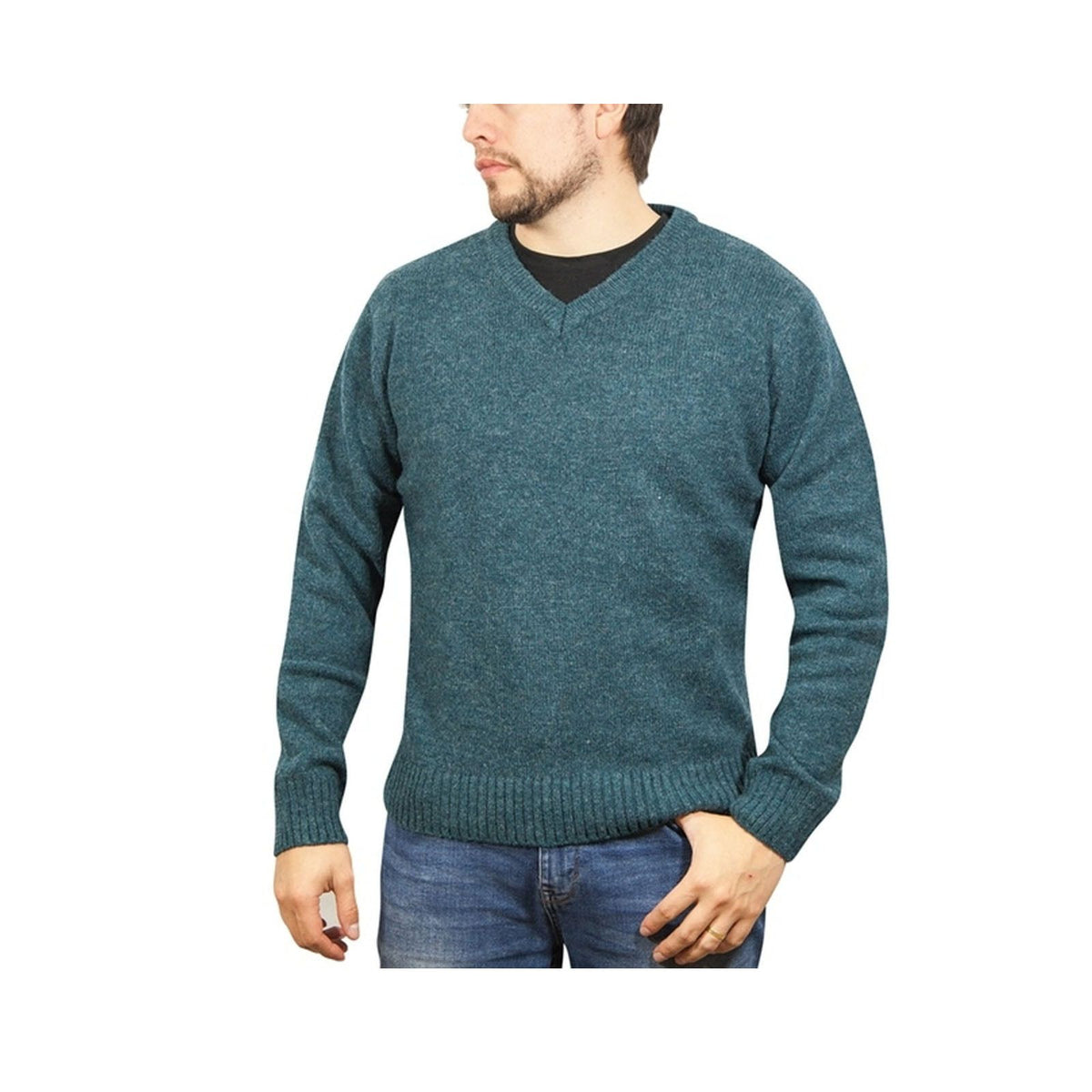 Men's Shetland Wool V-Neck Sweater – Sherwood, L – image 2 of 15