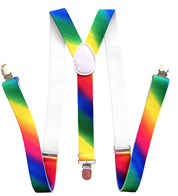 35mm WIDE SUSPENDERS Mens Adjustable Braces Clip On Trouser Elastic Y-Back - Rainbow — image 2