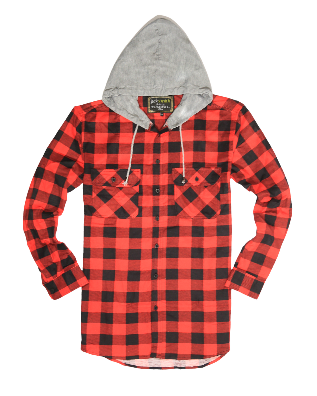 Men's Cotton Hooded Flannelette Shirt – Red/Black, XL – product photo 6