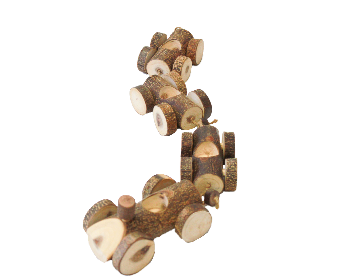 Qtoys Wooden Gnome Log Train – 4-Piece Train Set