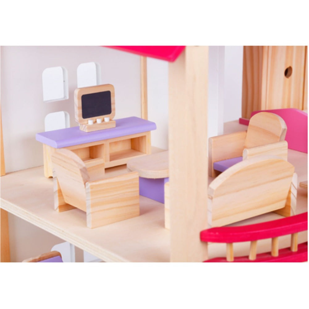 Wooden DIY Dolls Doll House 2 Level Kids Pretend Play Toys Full Furniture Set — product image 6