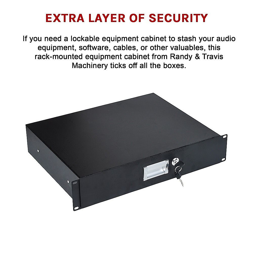 19" Rack Mount 2U Steel Plate DJ Drawer Equipment Cabinet Locking Lockable – product photo 11