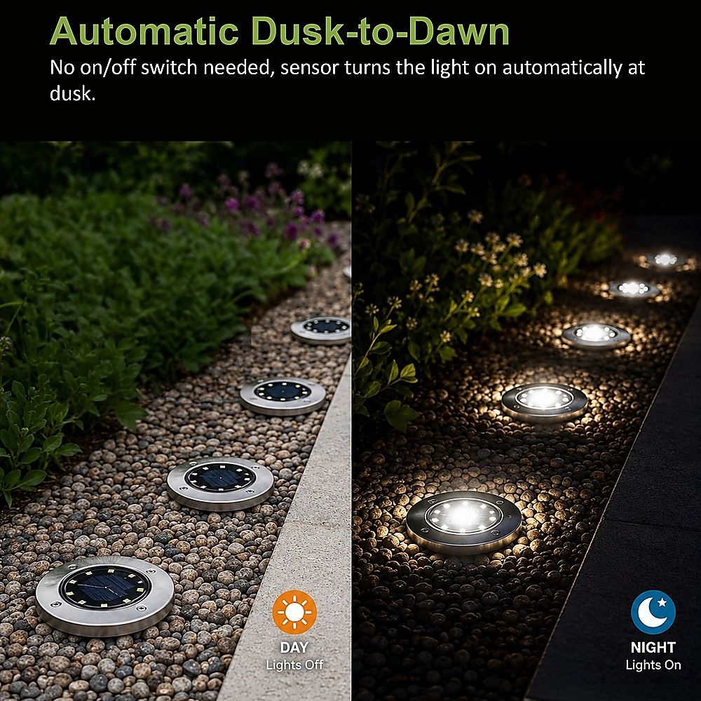 12-Pack Recessed Solar LED Outdoor Ground & Path Lights — product image 10 of 12