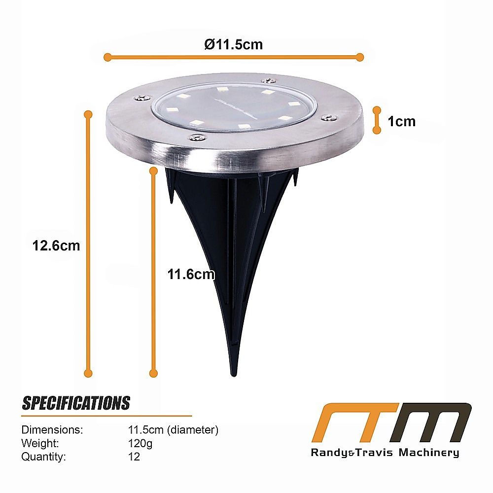 12-Pack Recessed Solar LED Outdoor Ground & Path Lights — product image 12 of 12