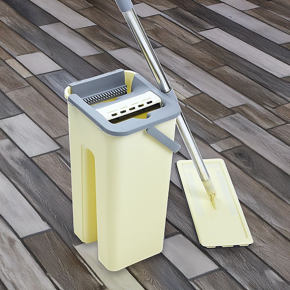 4x Microfiber Pads Flat Mop Bucket Kit 360 Rotating Self Wash Cleaning — product photo 5