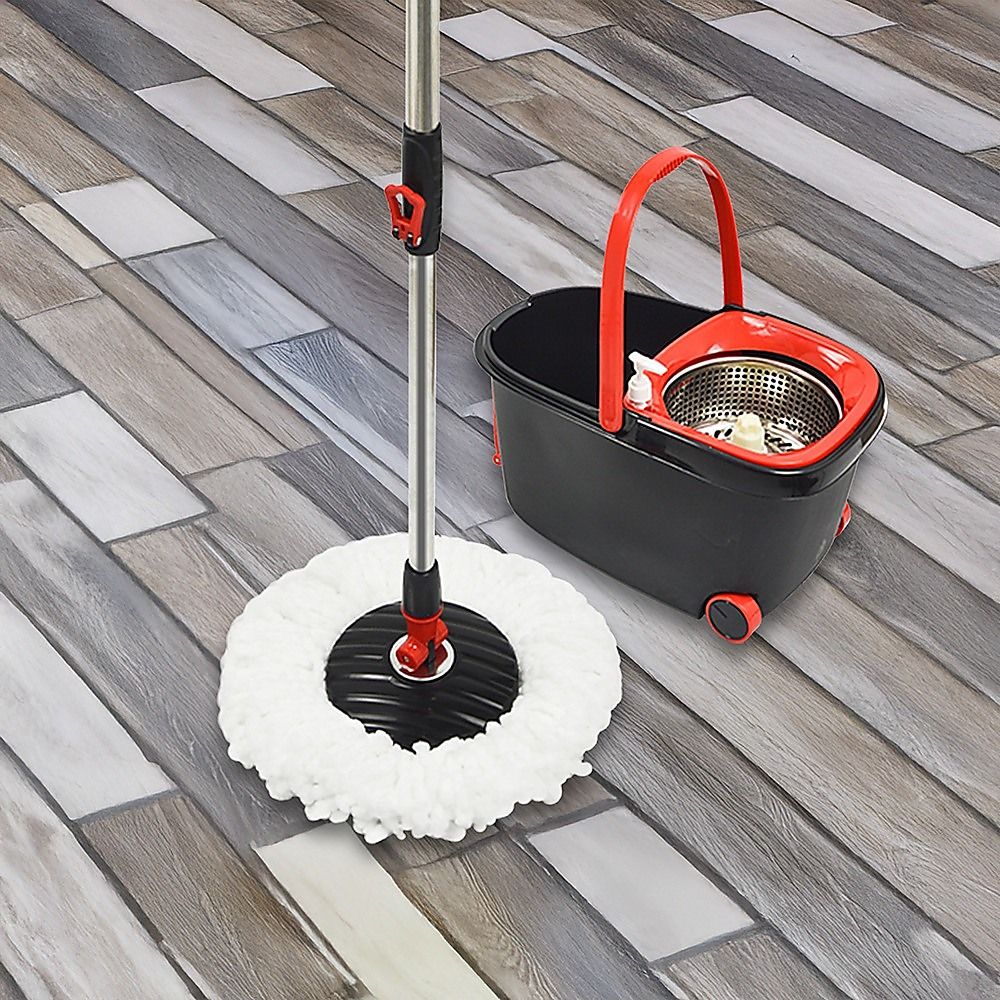 Spin Rotating Mop and Bucket Set with Wheels and 4 Microfibre Mop Heads — product photo 5