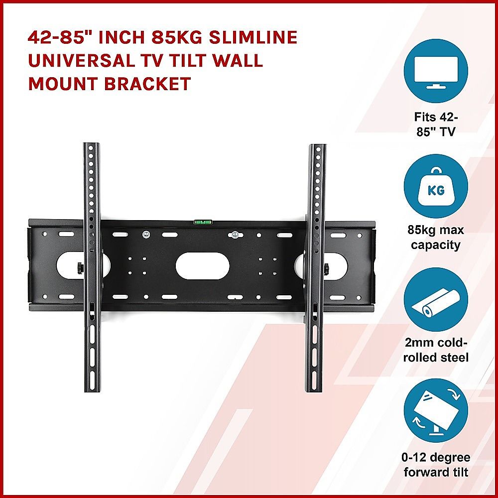 42-85" Inch 85kg Slimline Universal TV Tilt Wall Mount Bracket — product image 4