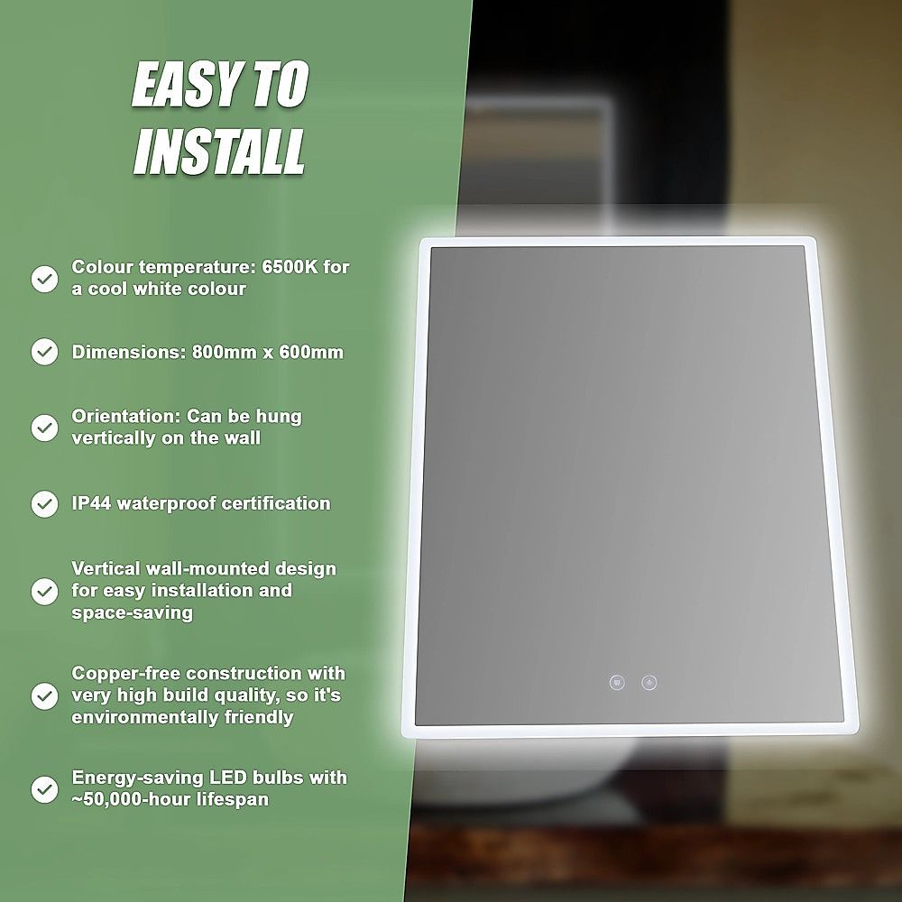 Della Francesca LED Anti-Fog Bathroom Vanity Mirror – 80 × 60 cm — product image 11 of 12