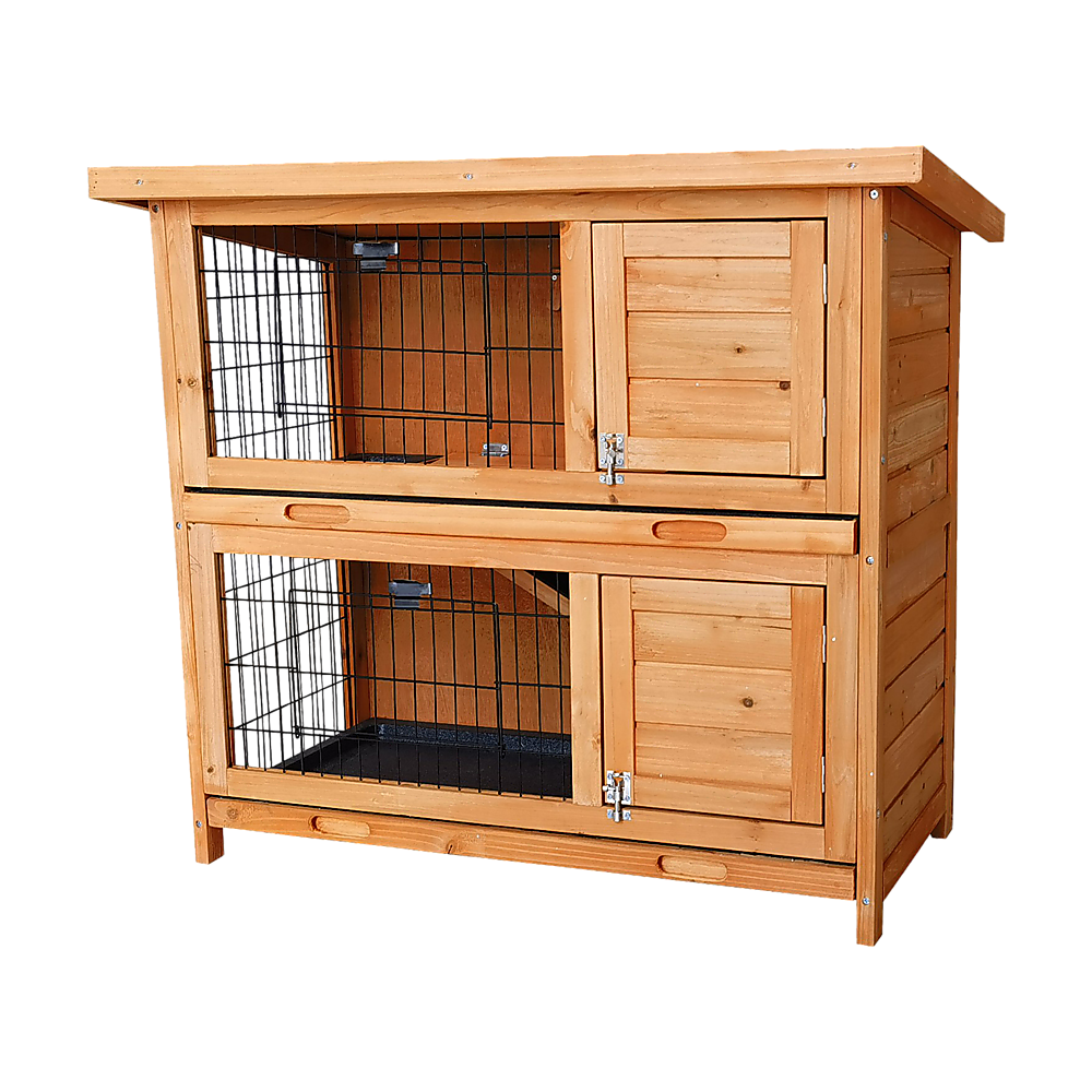 Large Rabbit Hutch with Base 2 Storey Guinea Pig Cage Chicken Coop Timber Pet House — product image 5 of 10
