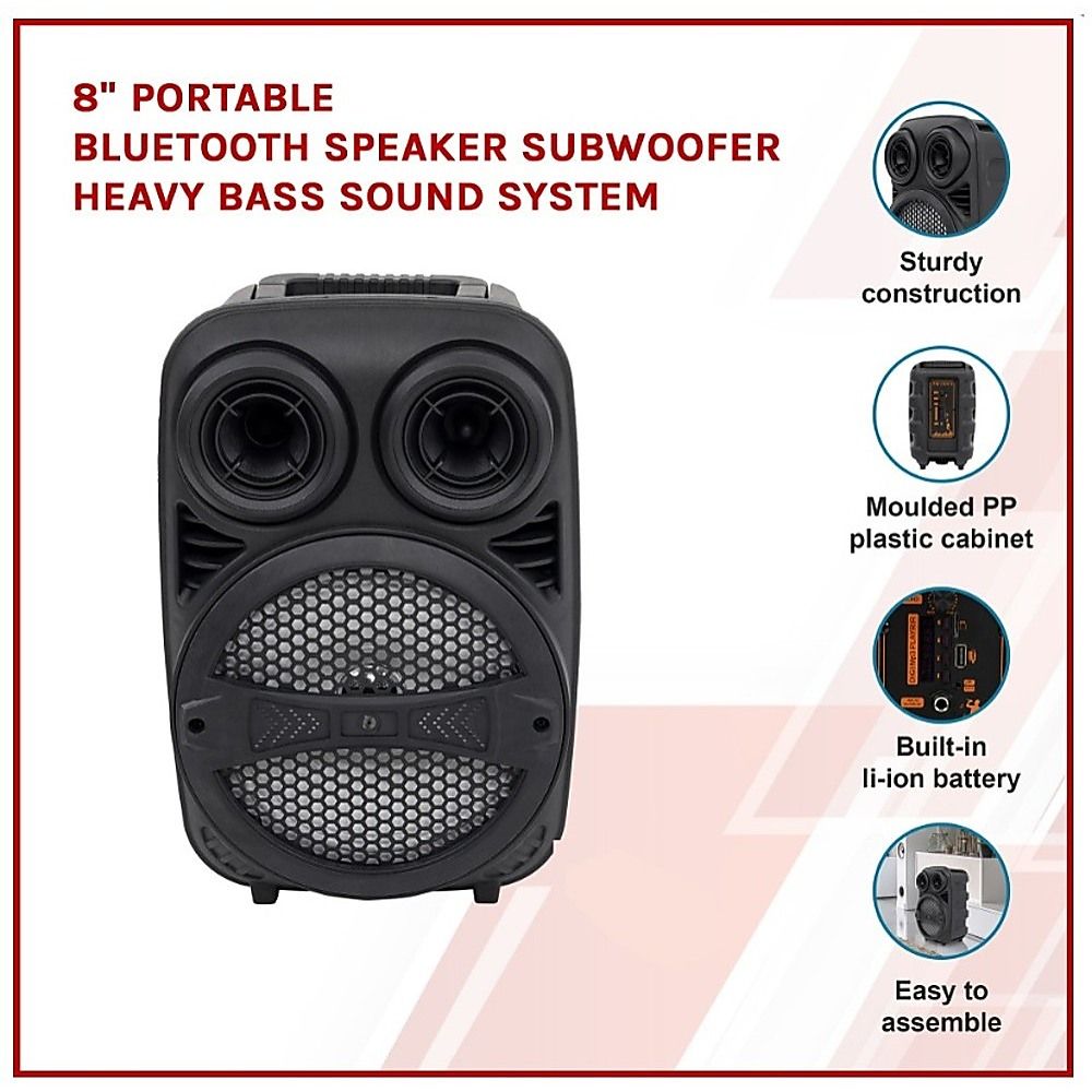 8" Portable Bluetooth Speaker Subwoofer Heavy Bass Sound System — product image 2
