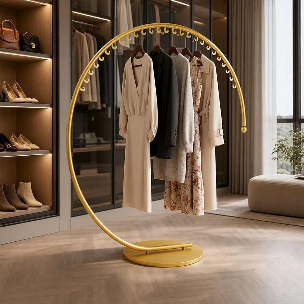 Commercial Clothing Floor-Standing Hanger High Capacity Curved Clothes Bar Storage Rack 160cm — product photo 2