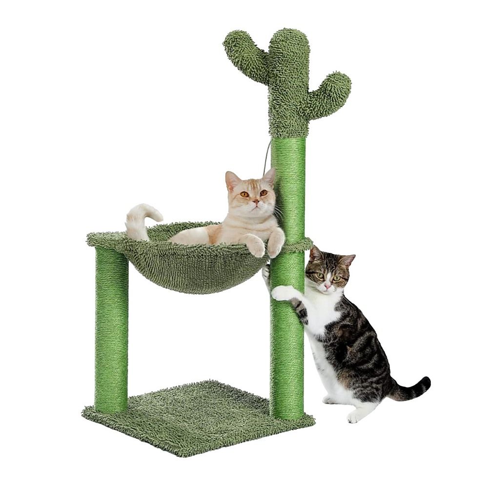 Cactus-Shaped Cat Tree & Scratching Tower, Green, 85 cm