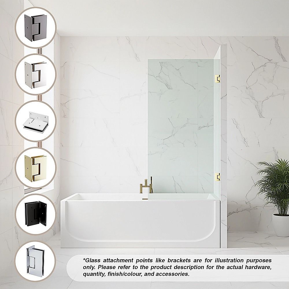 70cm Frameless Swing Bath Screen – Gunmetal Hardware with Brass hinge for Modern Bathrooms — product image 2