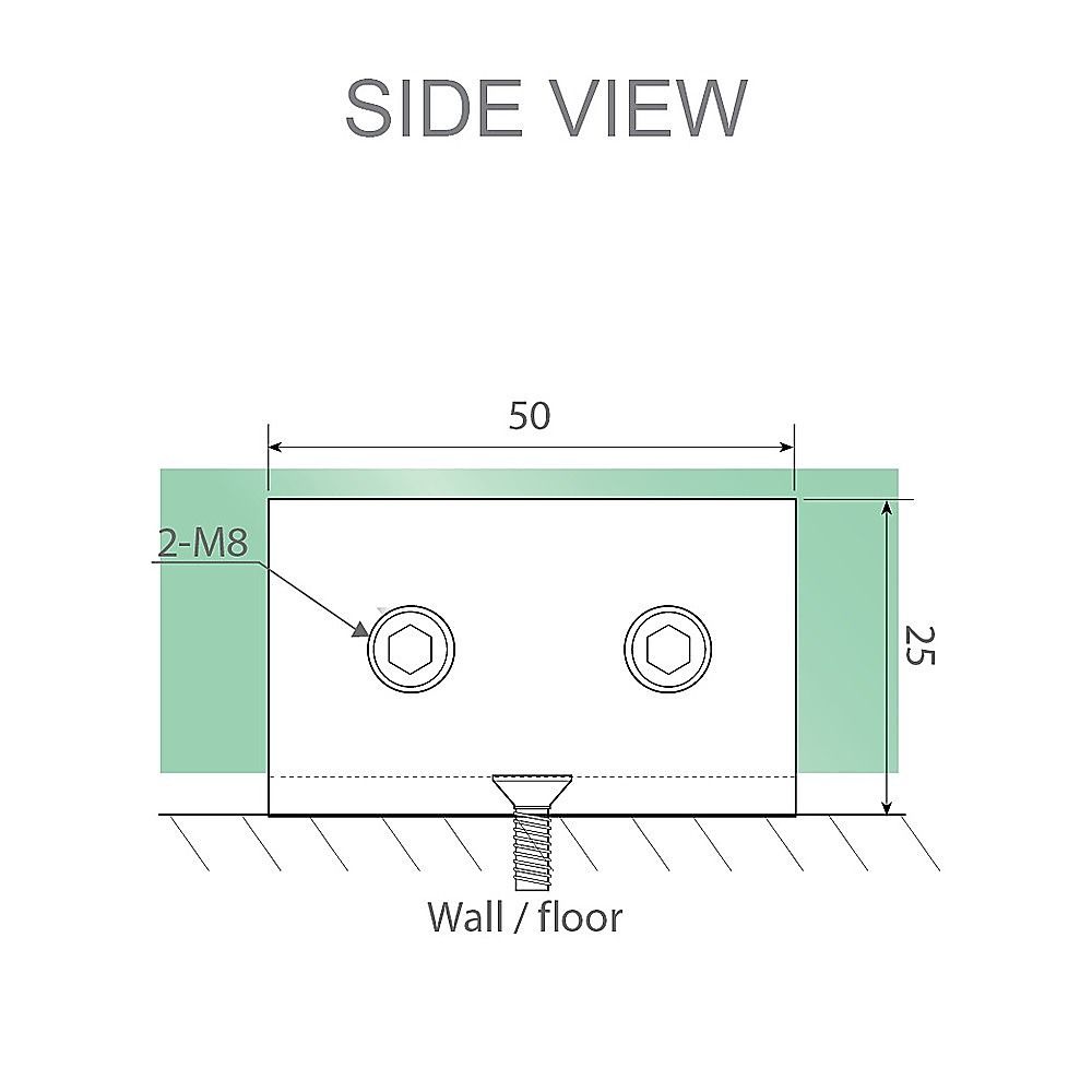 Frameless Gunmetal Wall-to-Wall Shower Screen with Wall & Floor U-Brackets & Stainless Steel Hinges – 120 cm, Square Double-Pull Handle — product image 7 of 15