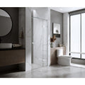 100 cm Frameless Wall-to-Wall Shower Screen with Nickel U-Brackets and Floor U-Bracket, Brass Hinges & Square Knob Handle — product image 1 of 15