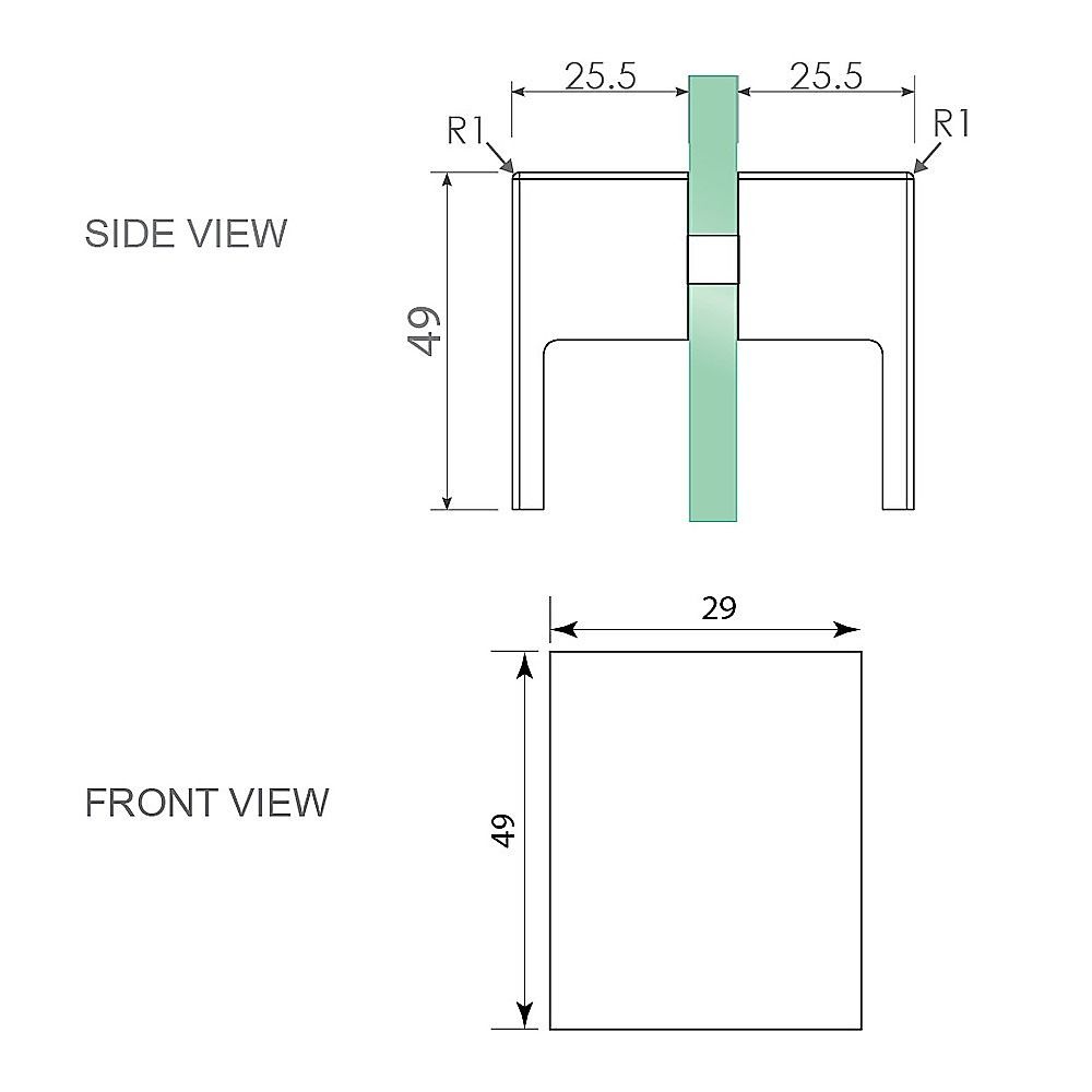 90 cm Frameless Wall-to-Wall Shower Screen with Gold F-Brackets, Brass Hinges & Square Double-Pull Handle — product image 15 of 15