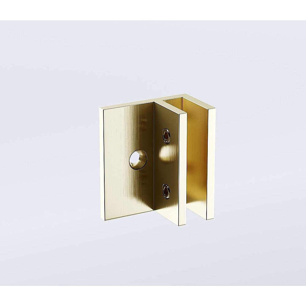 Frameless Gold Corner Hinged Shower Screen with Wall Channel & Floor F-Bracket & Stainless Steel Hinges – 100 × 90 cm, Square Double-Pull Handle — product image 7 of 15