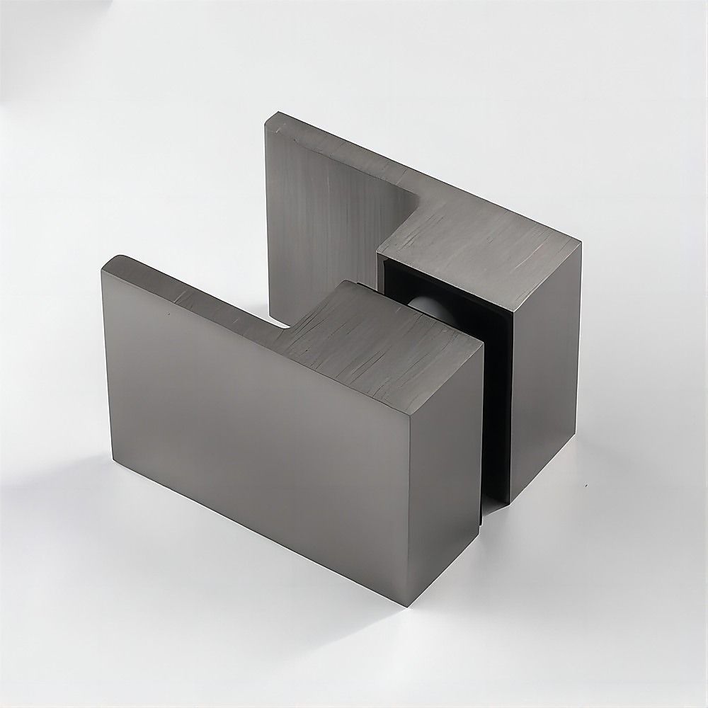 100 × 90 cm Corner Frameless Shower Screen with Gunmetal F-Brackets and Stainless Steel Hinges, Square Double Pull Handle — product image 15 of 15