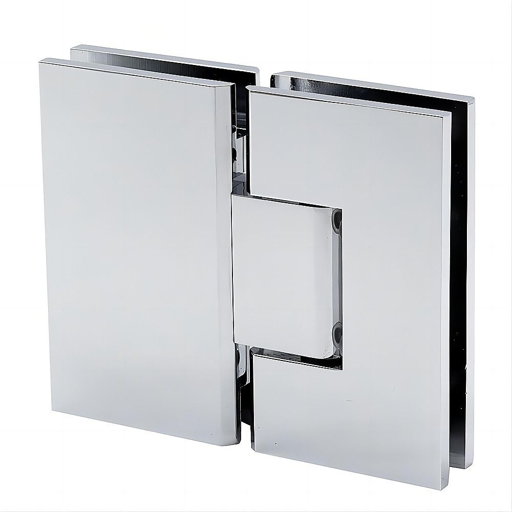 Frameless Chrome Corner Hinged Shower Screen with Wall & Floor U-Brackets & Stainless Steel Hinges – 110 × 110 cm, Square Double-Pull Handle — product image 11 of 15
