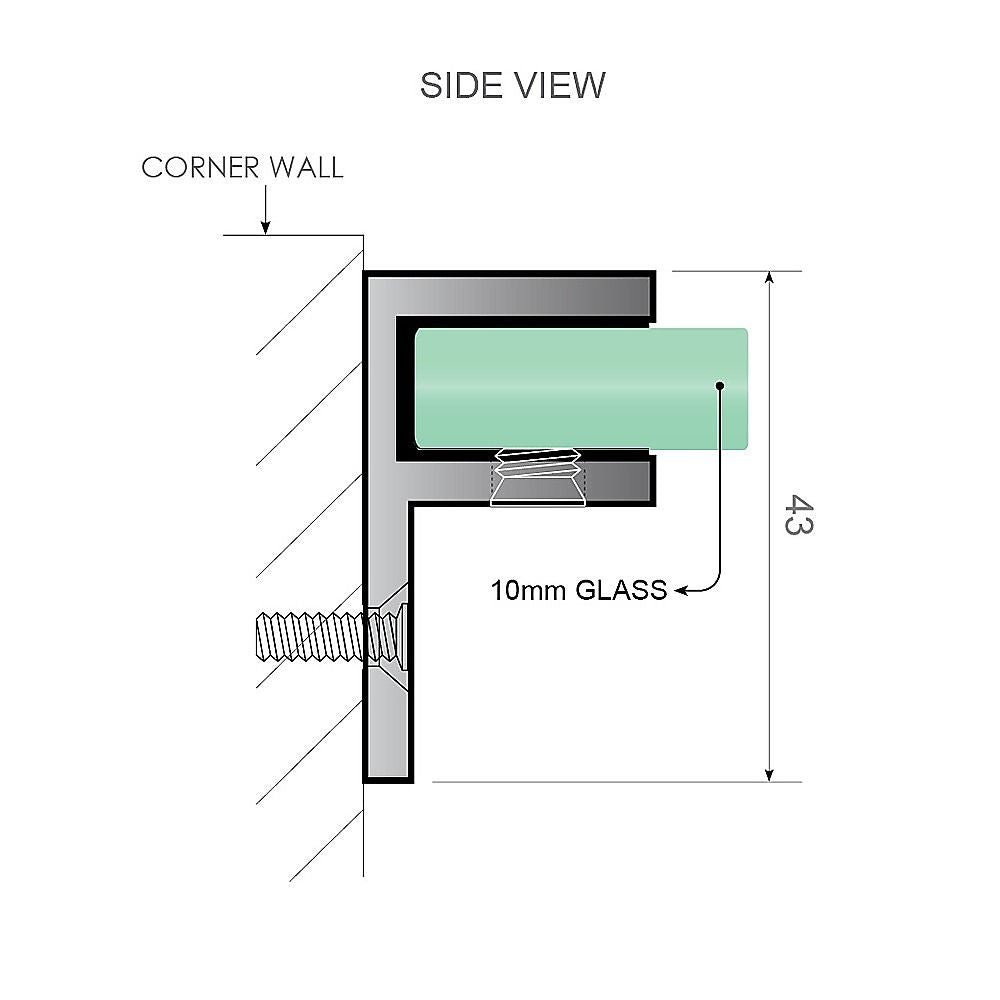 Frameless Gold Corner Hinged Shower Screen with Wall Channel, Floor F-Bracket & Brass Hinges – 120 × 100 cm, Round Knob Handle — product image 9 of 15