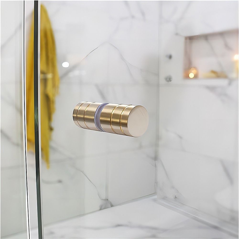 Frameless Gold Corner Hinged Shower Screen with Wall Channel, Floor F-Bracket & Brass Hinges – 120 × 100 cm, Round Knob Handle — product image 15 of 15