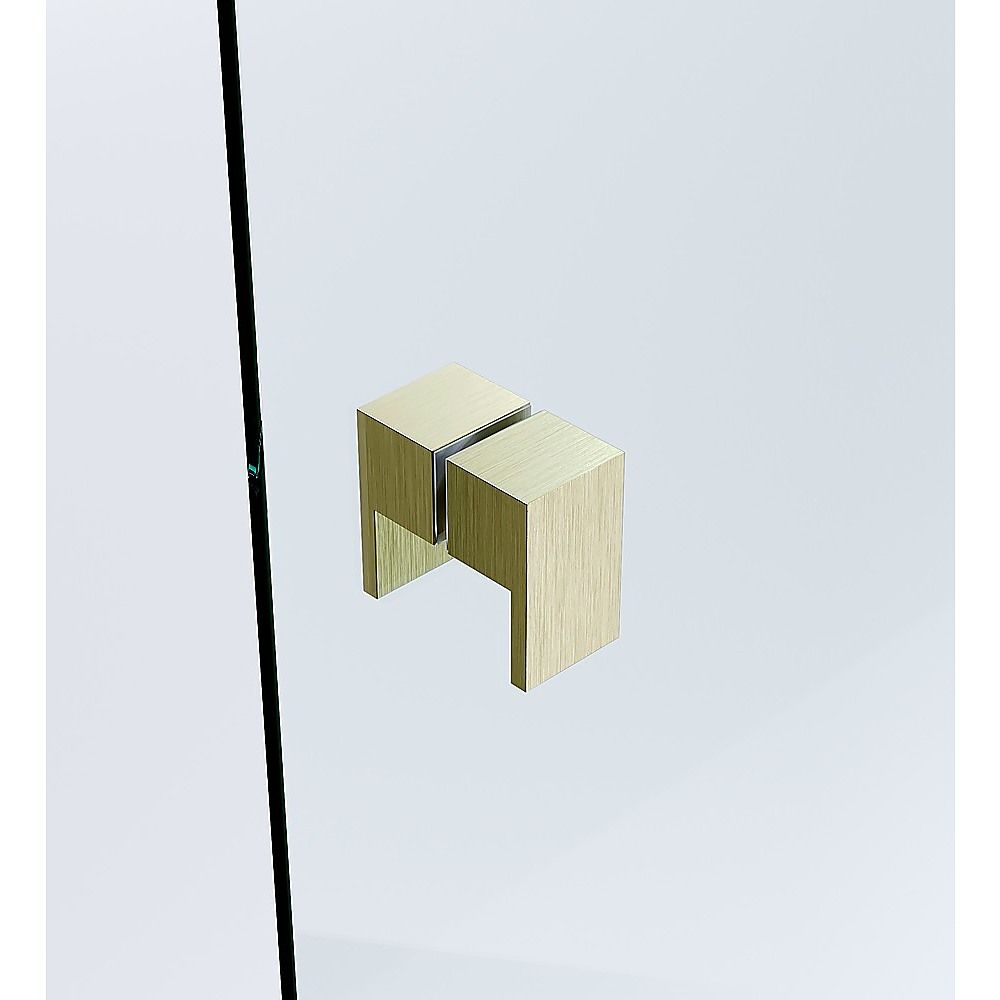Frameless Gold Double-Door Corner Shower Screen with F-Brackets & Stainless Steel Hinges – 100 × 100 cm, Square Double-Pull Handle — product image 13 of 15